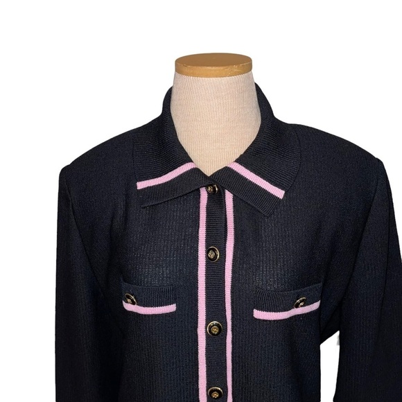 NWT St. John Collection by Mary Grey Black Button Down Jacket Women Size L - Picture 3 of 7